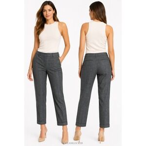 LOFT Gray Plaid Trouser Pants Womens 6 Stretch Career Office Cuffed Ankle